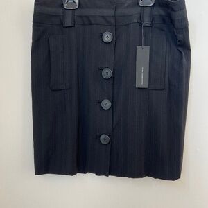 Atos Lombardini Pinstripe Button Front Mini Skirt Black size 42 (US-M) NWT Italy